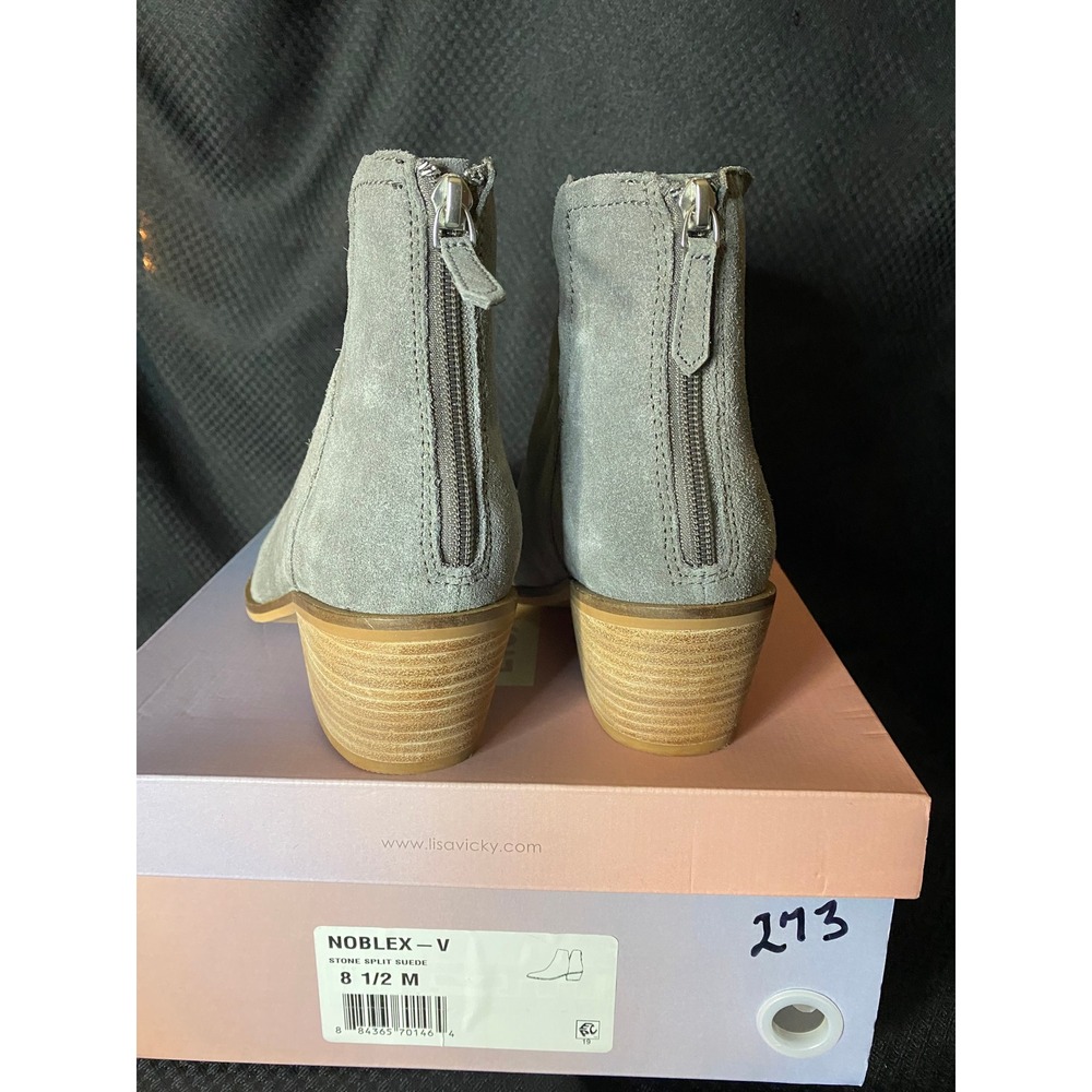 Lisa Vicky Noblex-V Stone Split Suede Ankle Boots Grey Pointed Toe Size 8.5 NEW - Picture 7 of 11